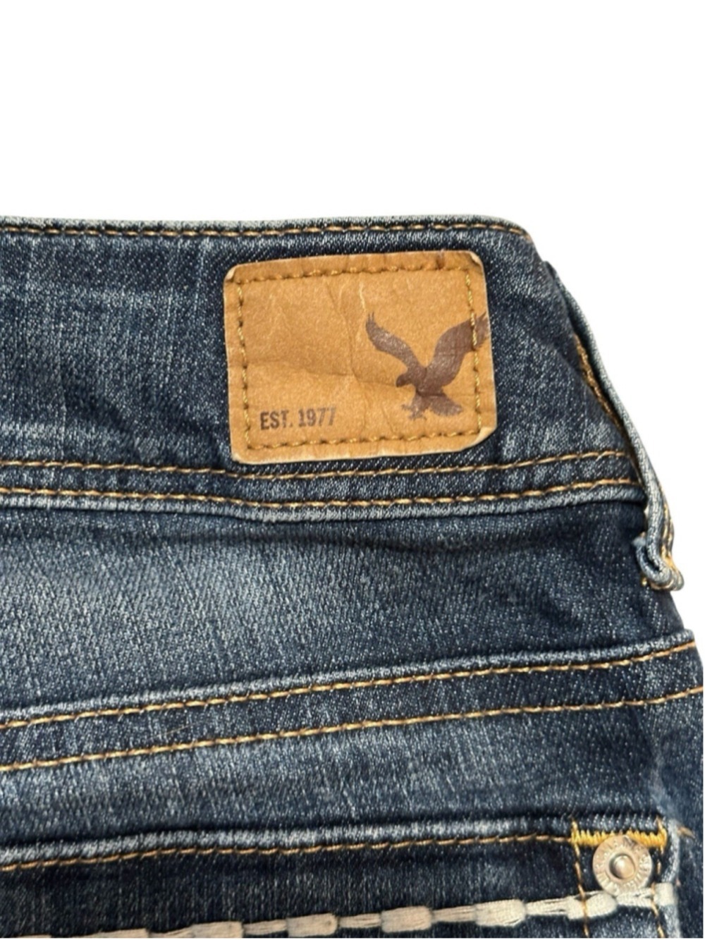 American Eagle Jeans Womens 6 30 X 32 Kick Boot Super Stretch Low -Rise Distress - Picture 6 of 16